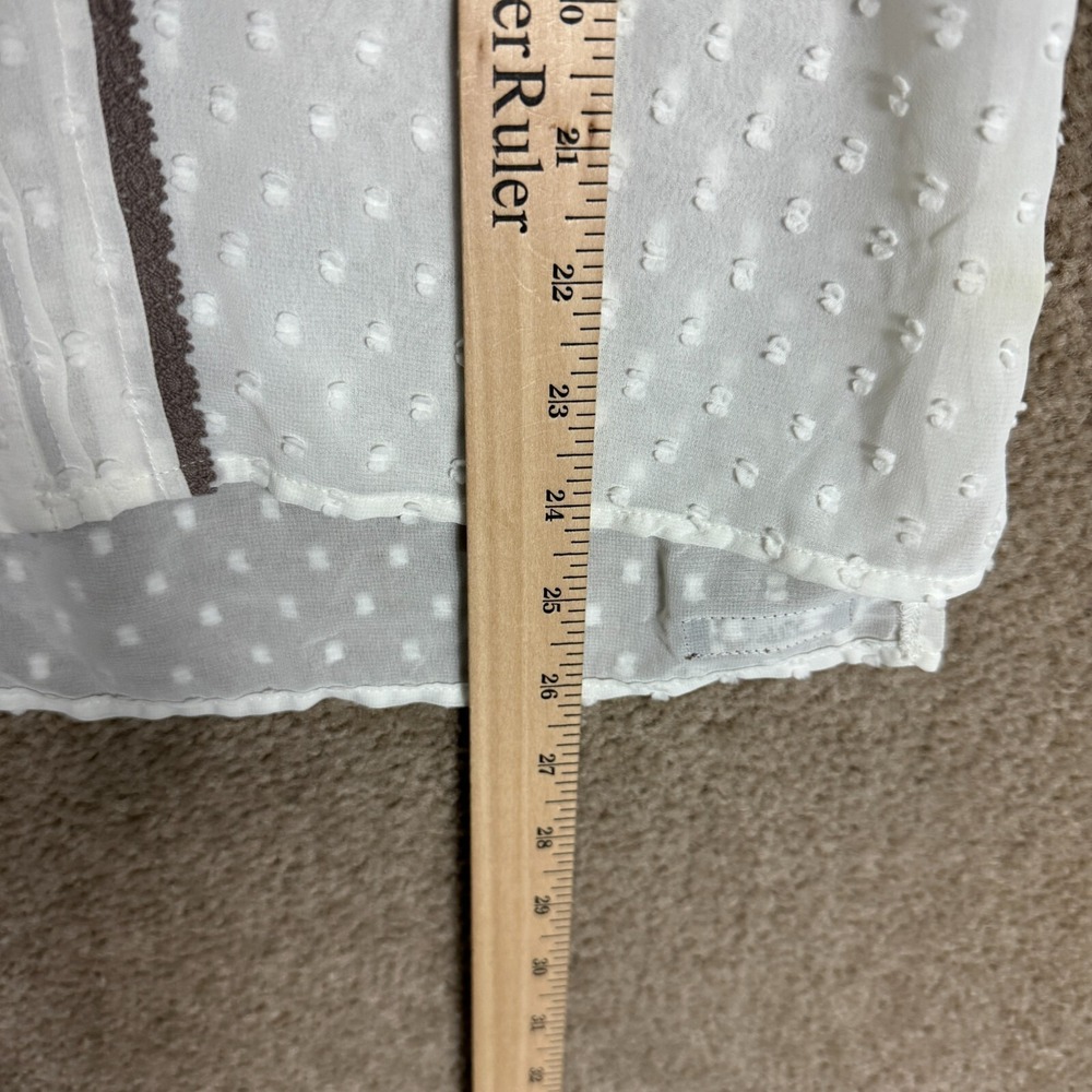 Matilda Jane Renae Top Womens XS‎ White Long Sleeve Swiss Dot Semi Sheer Blouse - Picture 7 of 11